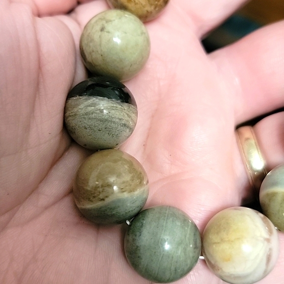18mm 100% Natural Ocean Jasper Agate Gemstone Round Beads Bracelet Size 7 - Picture 10 of 10